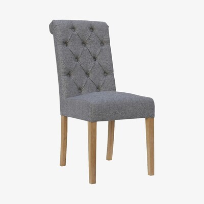 Oak&More Alessi Light Grey Button Back Chairs - Light Grey, 2 Chairs