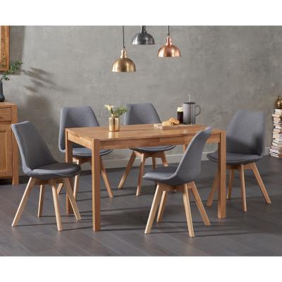 Oak&More Oxford 120cm Solid Oak Dining Table with Duke Fabric Chairs