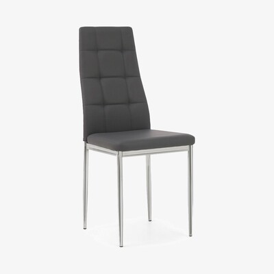 Oak&More Catalina Grey Faux Leather Dining Chairs - Grey, 2 Chairs