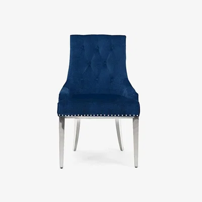 Oak&More Ex-display Set of SIX Talia Blue Velvet Dining Chairs