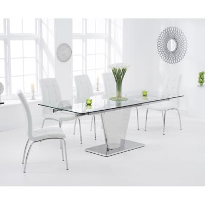 Oak&More Liberty 160cm Extending Glass Dining Table with Calgary Chairs