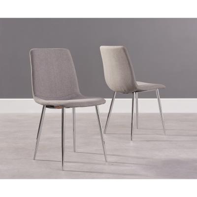 Oak&More Helsinki Grey Fabric and Chrome Dining Chairs - Grey