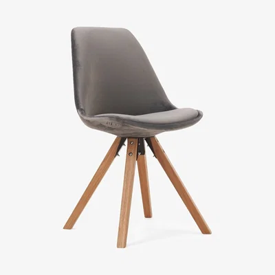 Oak&More Oscar Grey Velvet Square Leg Dining Chairs - Grey, 2 Chairs