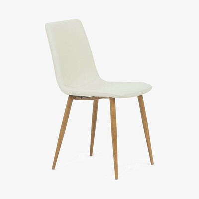 Oak&More Ex-display Set of TWO Helsinki Cream Wooden Leg with Faux Leather Dining Chairs