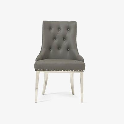 Oak&More Ex-display Set of TWO Talia Grey Faux Leather Dining Chairs