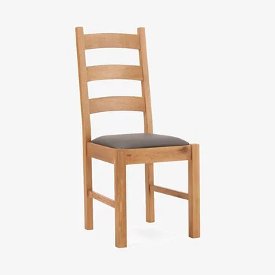 Oak&More Vermont Solid Oak and Grey Dining Chairs - Grey, 2 Chairs