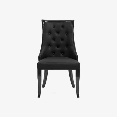 Oak&More Angelica Black Faux Leather Dining Chairs - Black, 2 Chairs