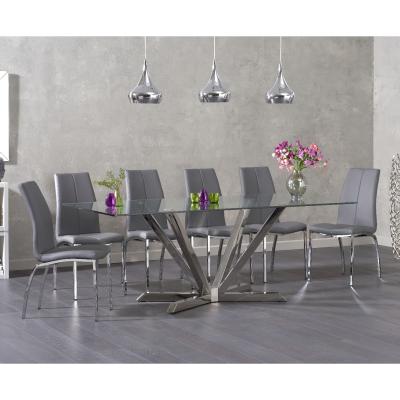 Oak&More Reno 200cm Glass Dining Table with Cavello Chairs