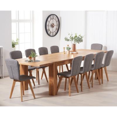Oak&More Madrid 240cm Extending Oak Table With Tivoli Faux Leather Chairs - Grey, 8 Chairs