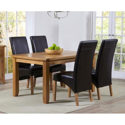 Oak&More Yateley 140cm Oak Dining Table with Cannes Chairs - Black, 4 Chairs