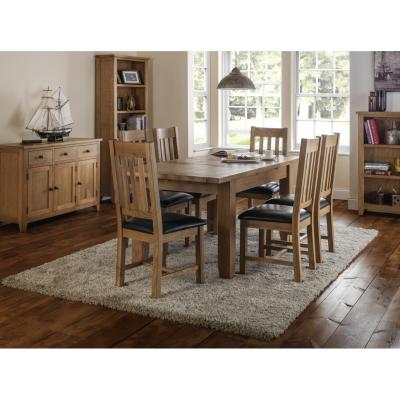 Oak&More Medford 140cm Oak Extending Dining Table and Chairs - Brown, 4 Chairs