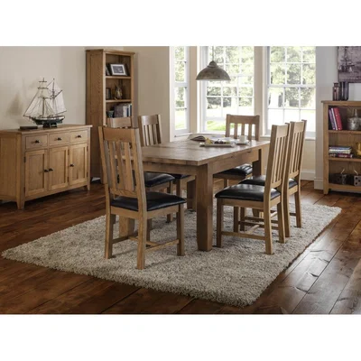 Oak&More Medford 140cm Oak Extending Dining Table and Chairs - Brown, 4 Chairs