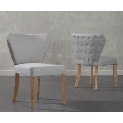 Oak&More Isobel Grey Fabric Dining Chairs - Grey