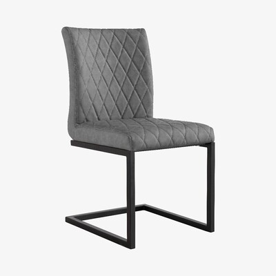 Oak&More Rey Grey Diamond Stitch Dining Chairs - Grey, 2 Chairs
