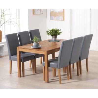 Oak&More Oxford 150cm Solid Oak Dining Table with Grey Albany Chairs