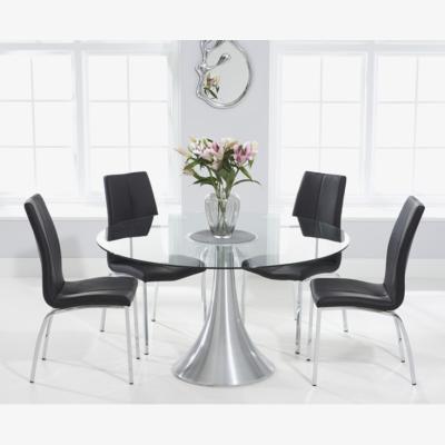 Oak&More Paloma 135cm Round Glass Dining Table with Cavello Chairs