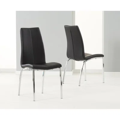 Oak&More Cavello Black Faux Leather Dining Chairs - Black