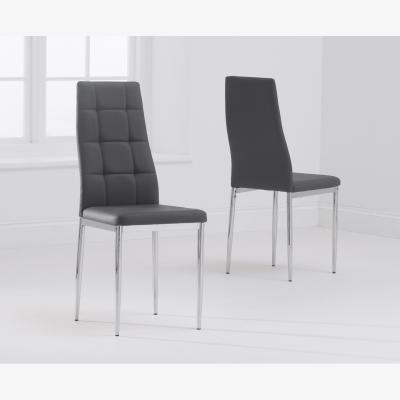 Oak&More Angelo Grey Faux Leather Dining Chairs