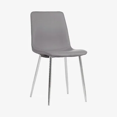 Oak&More Helsinki Grey Faux Leather and Chrome Dining Chairs