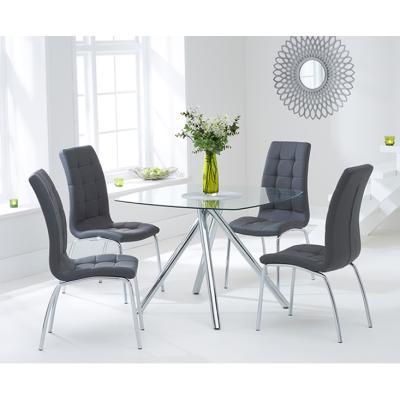 Oak&More Elva 100cm Glass Dining Table with Calgary Chairs