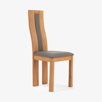 Oak&More Toronto Solid Oak and Grey Dining Chairs - Grey, 2 Chairs