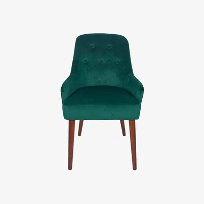 Olivia's Olivia's Kayla Velvet Dining Chair With Walnut Effect Legs in Forest Green