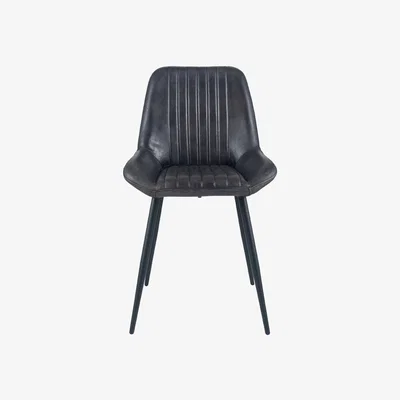 Olivia's Olivia's Liberty Steel Leather and Iron Retro Dining Chair in Grey K/D