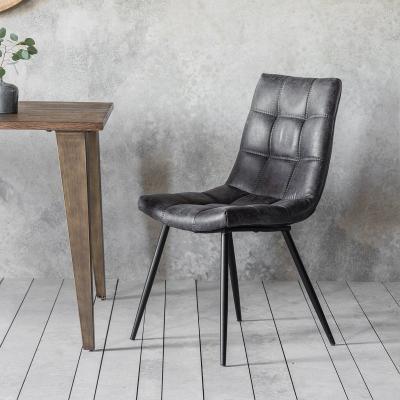 Olivia's Gallery Interiors Set of 2 Darwin Grey Leather Dining Chairs (2pk) | Outlet