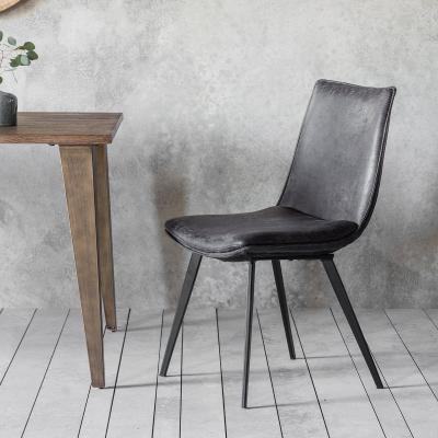 Olivia's Gallery Direct Set of 2 Hinks Faux Leather Grey Dining Chairs | Outlet