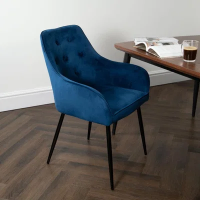 Olivia's Native Home Set of 2 Chesterfield Navy Blue Dining Chair