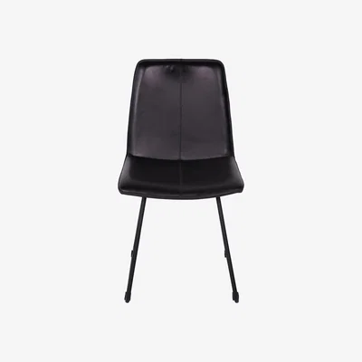 Olivia's Libra Interiors Pair of Robinson Leather Dining Chairs in Charcoal