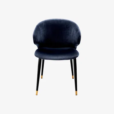 Olivia's Eichholtz Volante Dining Chair in Savona Midnight Blue With Arm