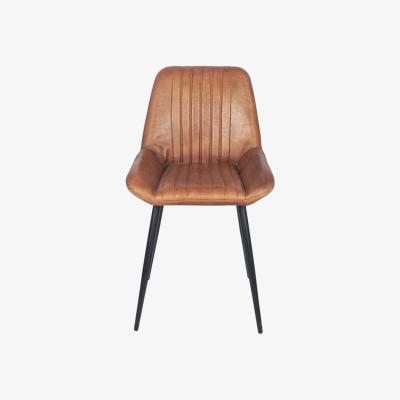 Olivia's Olivia's Orbart Vintage Brown Leather and Iron Retro Dining Chair