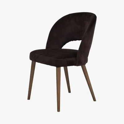 Olivia's Libra Devon Chocolate Velvet Dining Chair