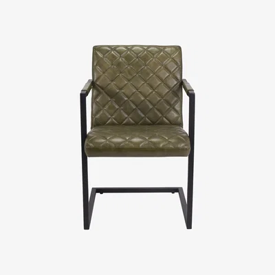 Olivia's Olivia's Nate Leather and Iron Arm Chair in Sage Green