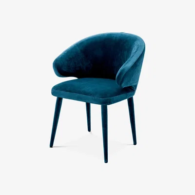 Olivia's Eichholtz Cardinale Dining Chair Velvet Roche Teal Blue