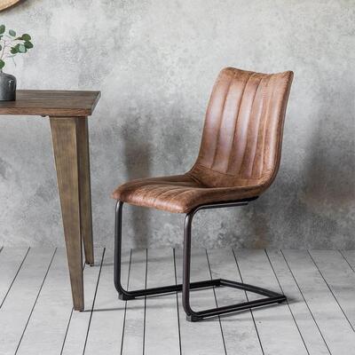 Olivia's Gallery Direct Set of 2 Edington Faux Leather Brown Dining Chairs