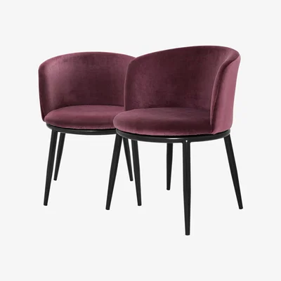 Olivia's Eichholtz Set of 2 Filmore Dining Chairs Cameron Purple