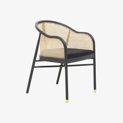 Olivia's Olivia's Cali Cane Curved Rattan And Birchwood Dining Chair Black