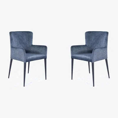 Olivia's Tommy Franks Varsi Set of 2 Dining Chairs in Bella Blue Velvet