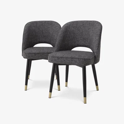 Olivia's Eichholtz Set of 2 Cliff Dining Chairs in Rocat Black