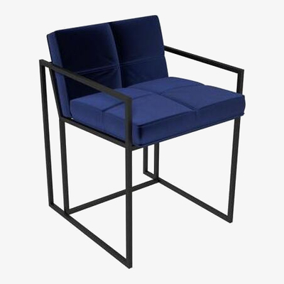 Olivia's Gillmore Federico Midnight Blue Velvet With Black Frame Dining Chair
