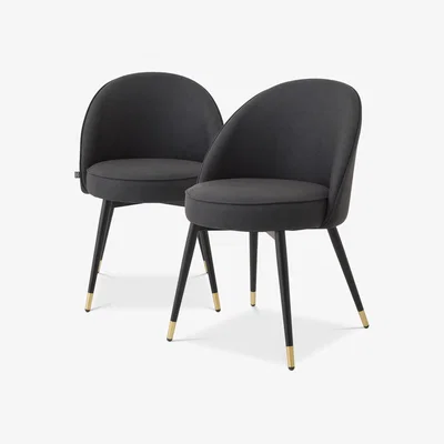 Olivia's Eichholtz Set of 2 Dining Chairs in Grey Faux Leather