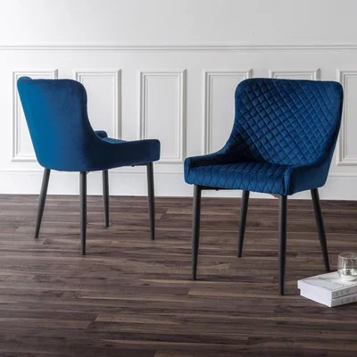 Olivia's Olivia's Set of 2 Velvet Dining Chairs in Blue