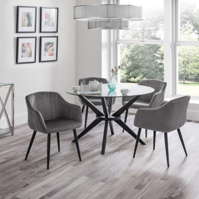 Olivia's Olivia's Set of 2 Holly Scalloped Dining Chairs in Grey