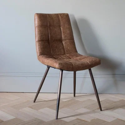 Olivia's Gallery Direct Set of 2 Darwin Brown Leather Dining Chairs | Outlet