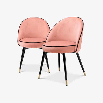 Olivia's Eichholtz Set of 2 Cooper Dining Chairs in Savona Nude Velvet
