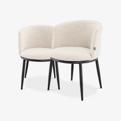 Olivia's Eichholtz Set of 2 Filmore Dining Chairs in Bouclé Cream