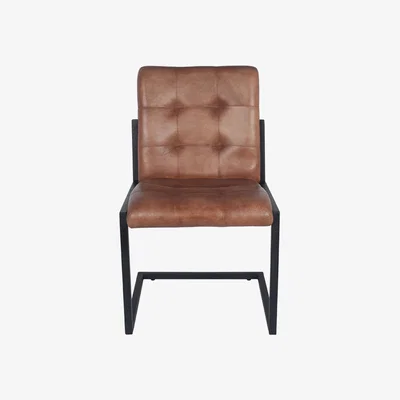 Olivia's Olivia's Celina Vintage Leather and Iron Buttoned Chair in Brown