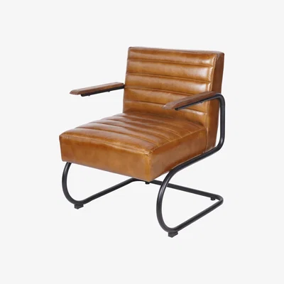 Olivia's Libra Interiors Henrick Occasional Leather Chair in Cognac